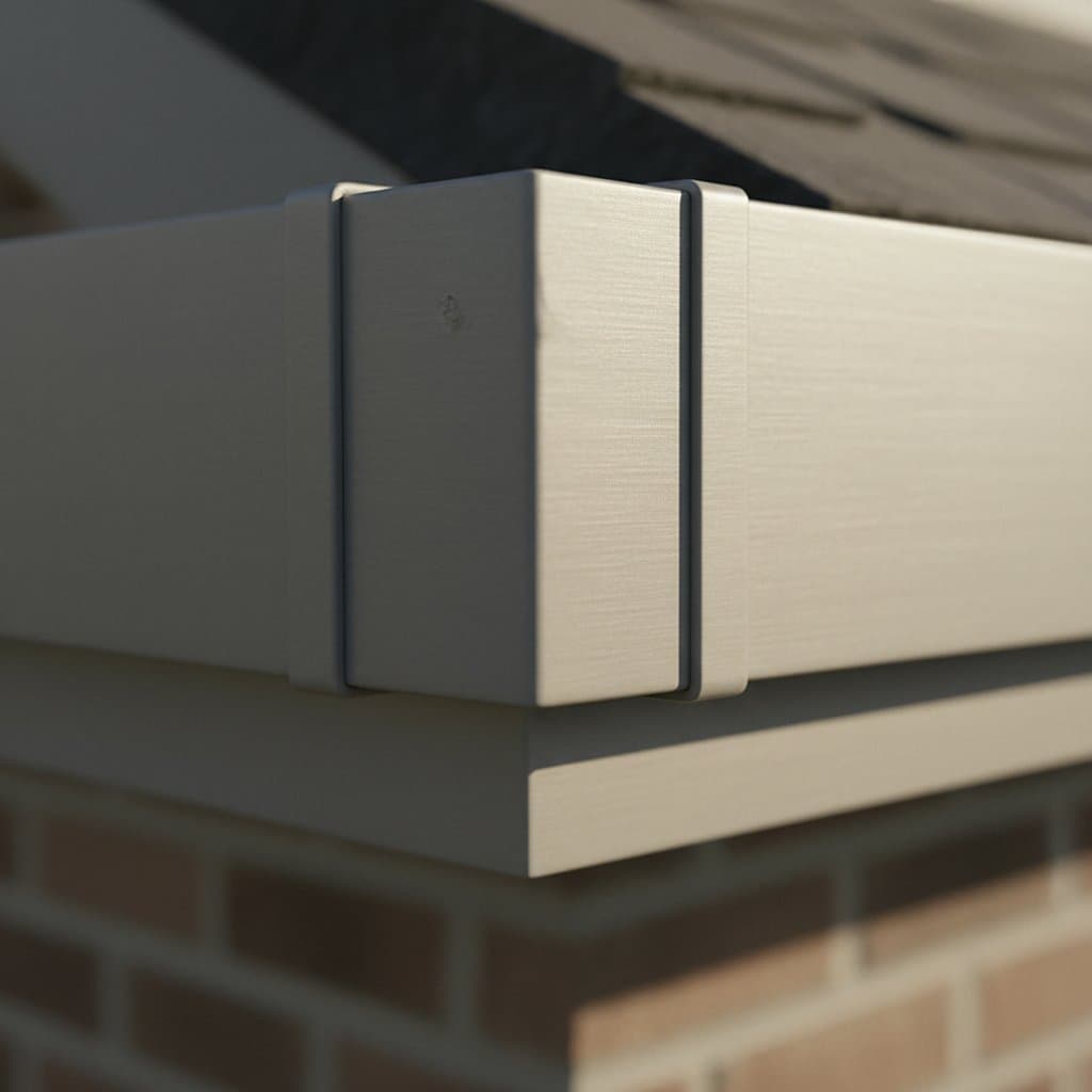 Hidden hanger and miter corner on a Dearborn gutter