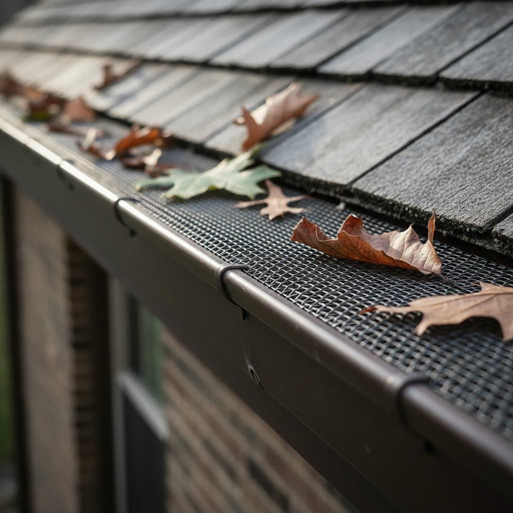 Fine mesh gutter guards on a new Dearborn gutter