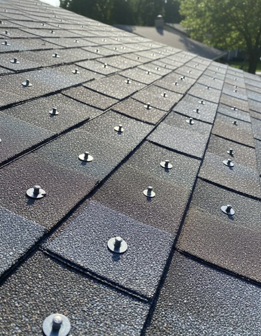 Close detail of laminate shingles on a Dearborn roof